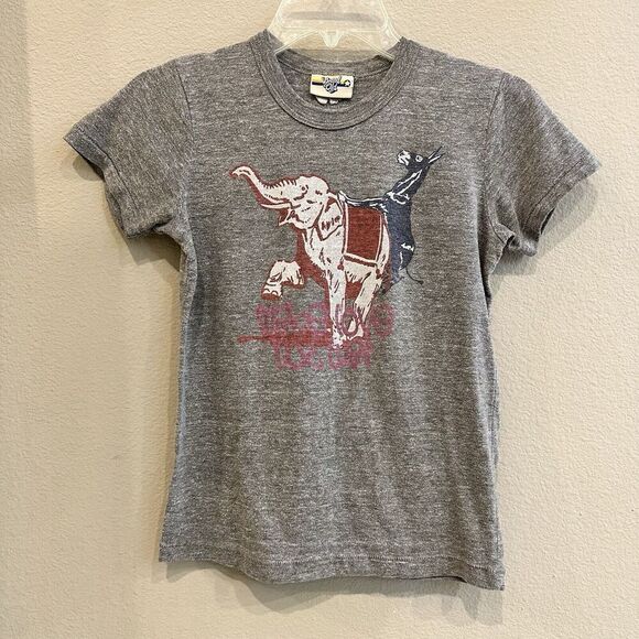 Brand OnVintage Political Elephant Donkey Republican Democrat Tee Shirt XS